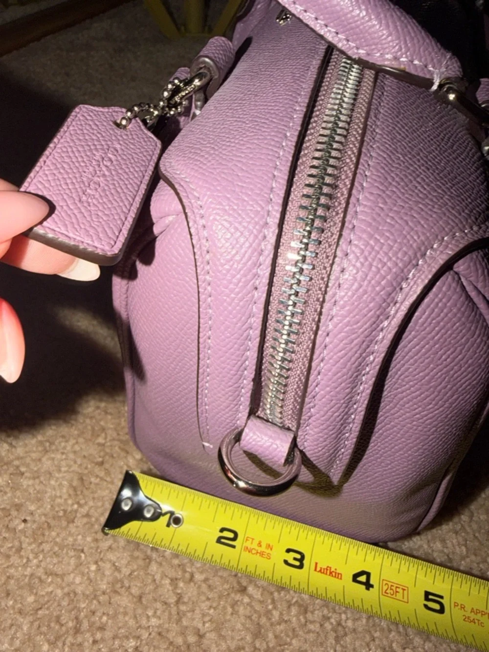 Coach Mini Bennett Satchel Lavender Crossbody Bag Lilac Leather Top Handle Purse - Picture 13 of 14